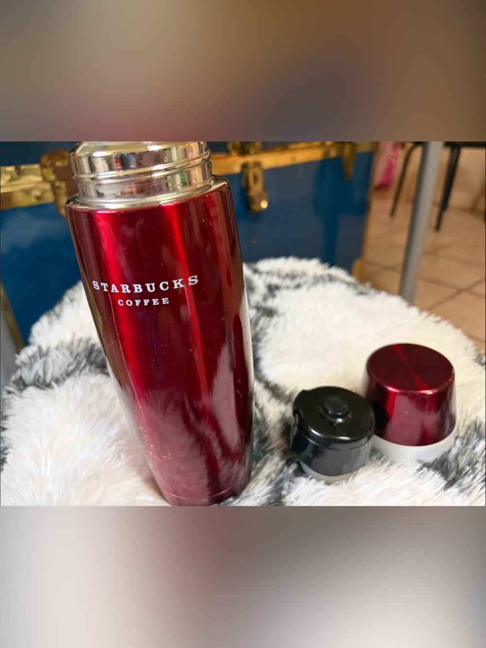 # 60.Starbucks Red Stainless Travel Bottle with Matching Caps